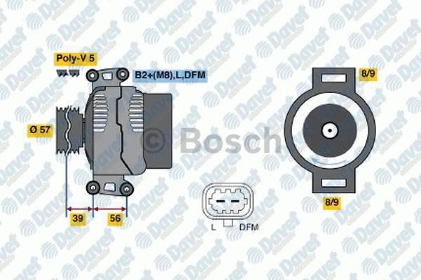 BOSCH 0124425053 Alternator Opel Vectra C 02-> Zafira B 05->  2.2 16v  ####